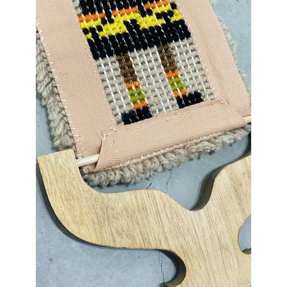 Set 2 Latch hook Wall Hanging Kachina Native American Yei Symbol 46" Vintage Blu - Picture 13 of 16